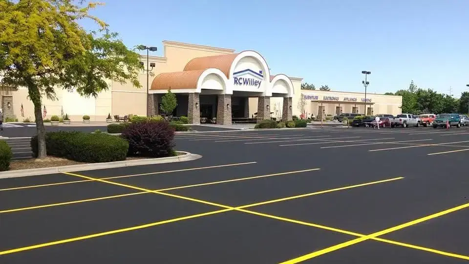 Freshly striped parking lot.